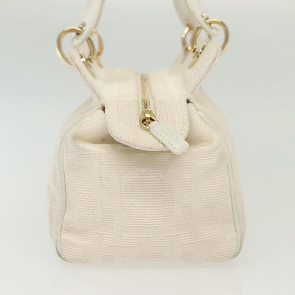Christian Dior Canage Hand Bag Canvas White Gold Auth ep10239