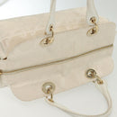 Christian Dior Canage Hand Bag Canvas White Gold Auth ep10239-7
