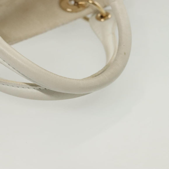 Christian Dior Canage Hand Bag Canvas White Gold Auth ep10239