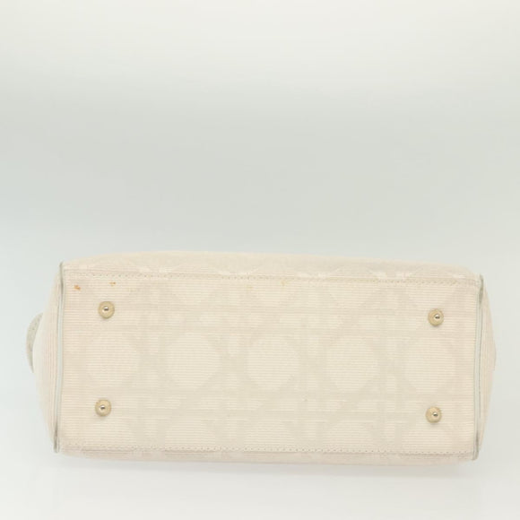 Christian Dior Canage Hand Bag Canvas White Gold Auth ep10239