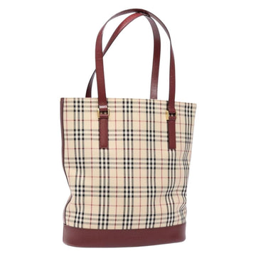 BURBERRY Nova Check Tote Bag Canvas Beige Gold Auth ep10243