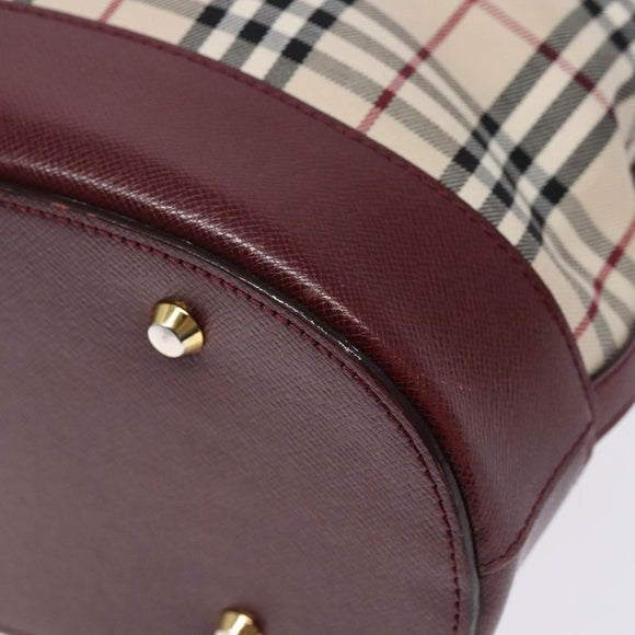 BURBERRY Nova Check Tote Bag Canvas Beige Gold Auth ep10243