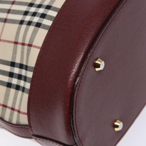 BURBERRY Nova Check Tote Bag Canvas Beige Gold Auth ep10243