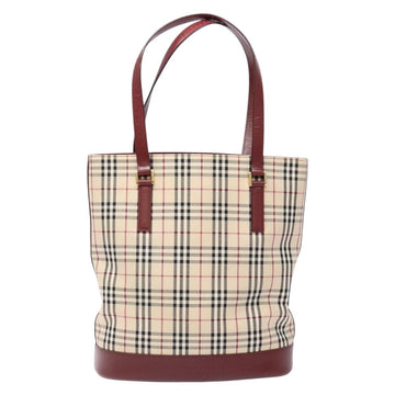 BURBERRY Nova Check Tote Bag Canvas Beige Gold Auth ep10243 - 0