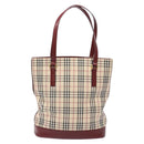 BURBERRY Nova Check Tote Bag Canvas Beige Gold Auth ep10243-3
