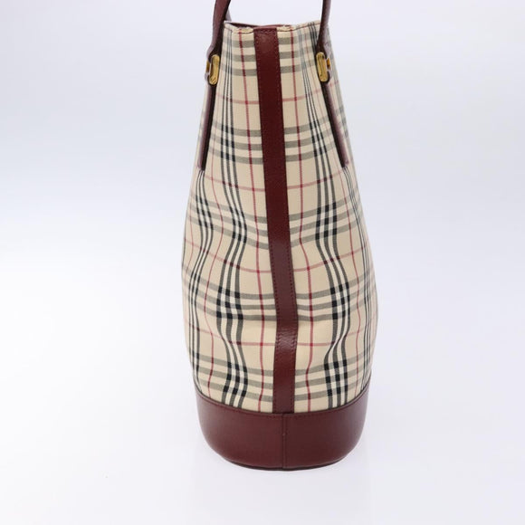 BURBERRY Nova Check Tote Bag Canvas Beige Gold Auth ep10243