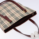 BURBERRY Nova Check Tote Bag Canvas Beige Gold Auth ep10243-6