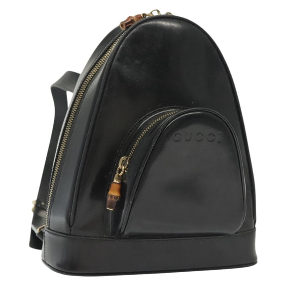 GUCCI Bamboo Body Bag Patent leather Black Silver 003 3444 0127 Auth ep10252