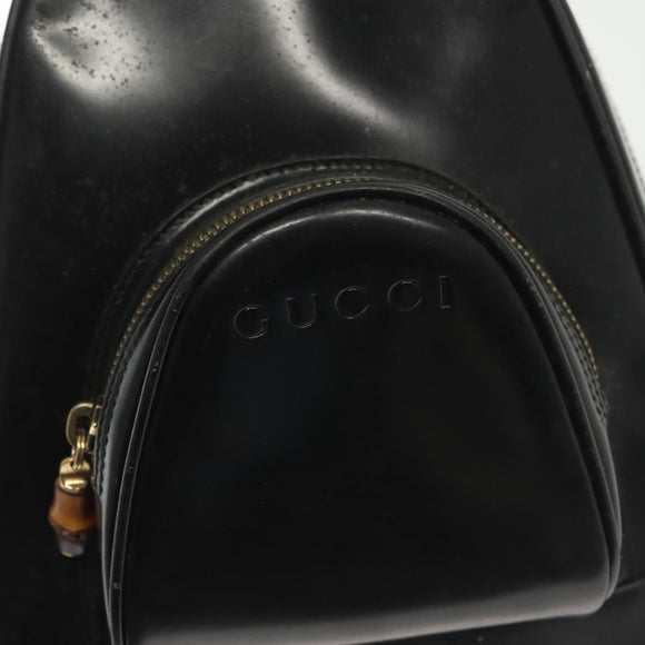 GUCCI Bamboo Body Bag Patent leather Black Silver 003 3444 0127 Auth ep10252