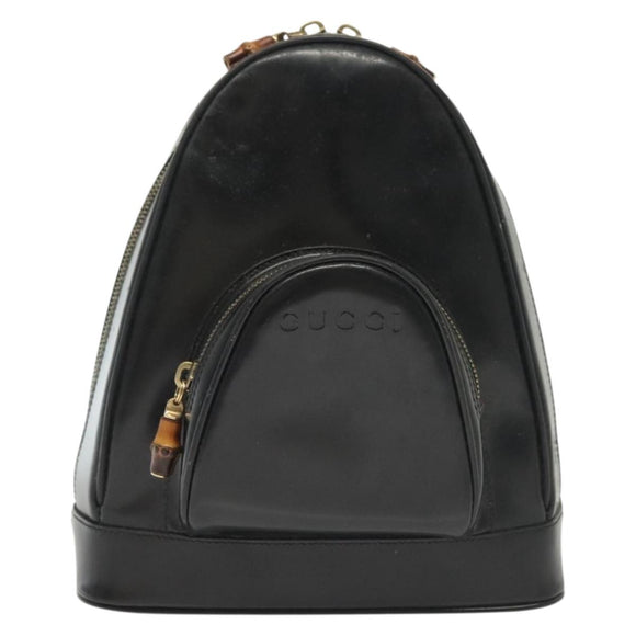 GUCCI Bamboo Body Bag Patent leather Black Silver 003 3444 0127 Auth ep10252