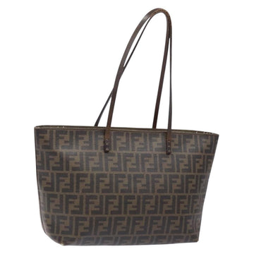 FENDI Zucca Canvas Tote Bag Black Brown Auth ep10256