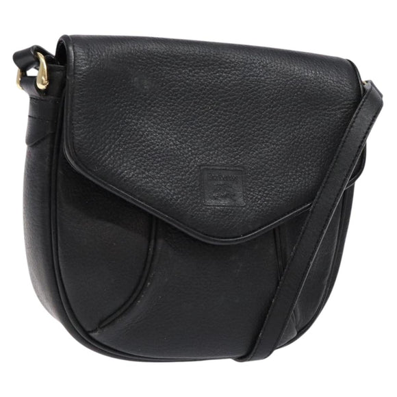 Burberrys Shoulder Bag Leather Black Gold Auth ep10257