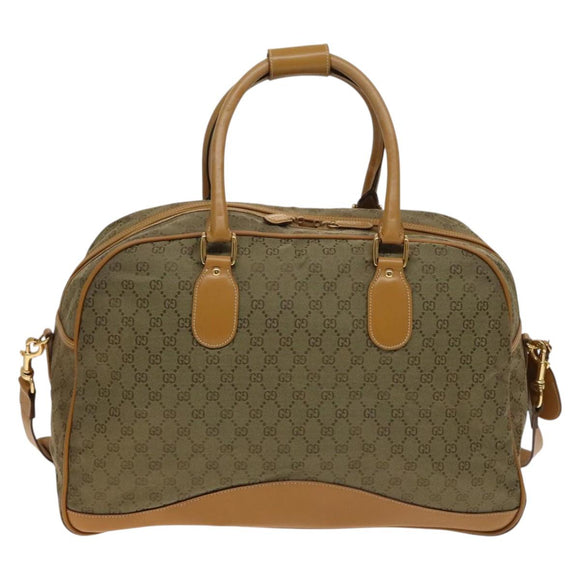 GUCCI GG Canvas Boston Bag 2way Gold Beige Auth ep10259