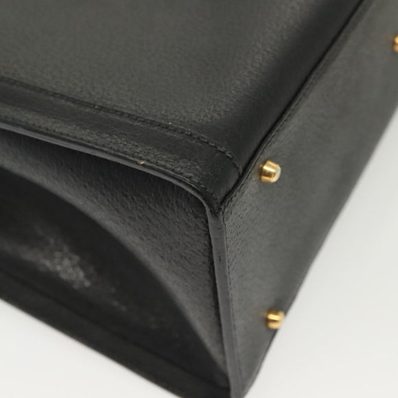 GUCCI Bamboo Hand Bag Leather Black Gold 002 1186 0260 Auth ep10262