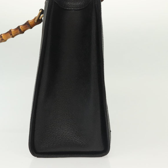 GUCCI Bamboo Hand Bag Leather Black Gold 002 1186 0260 Auth ep10262