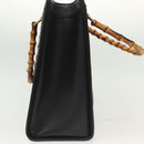 GUCCI Bamboo Hand Bag Leather Black Gold 002 1186 0260 Auth ep10262-5