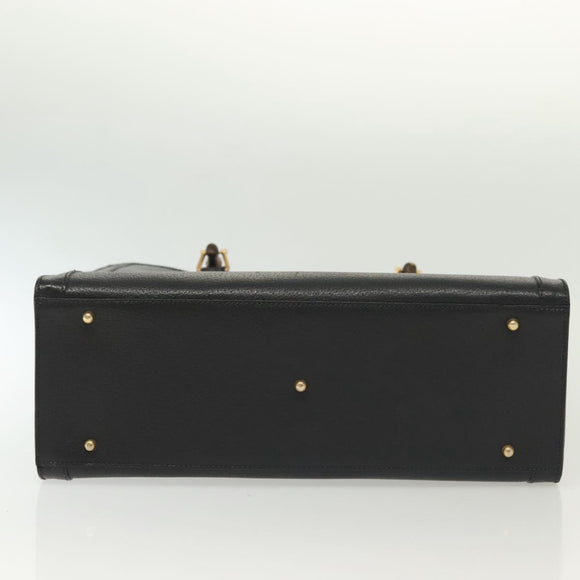 GUCCI Bamboo Hand Bag Leather Black Gold 002 1186 0260 Auth ep10262