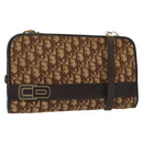 Christian Dior Trotter Canvas Shoulder Bag Brown Gold Auth ep10263-1