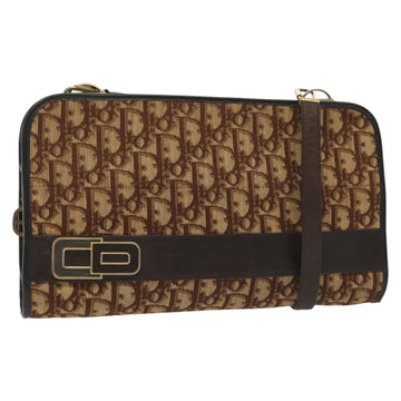 Christian Dior Trotter Canvas Shoulder Bag Brown Gold Auth ep10263