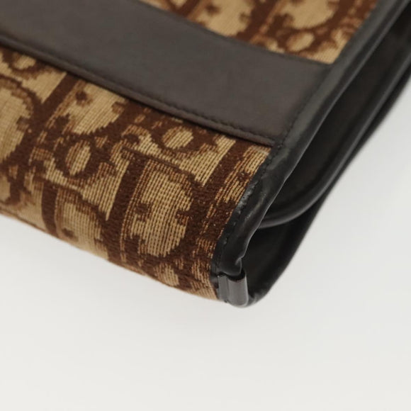 Christian Dior Trotter Canvas Shoulder Bag Brown Gold Auth ep10263