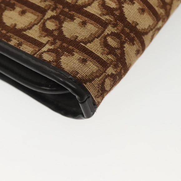 Christian Dior Trotter Canvas Shoulder Bag Brown Gold Auth ep10263