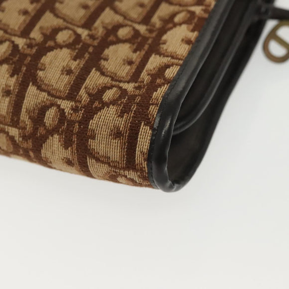 Christian Dior Trotter Canvas Shoulder Bag Brown Gold Auth ep10263