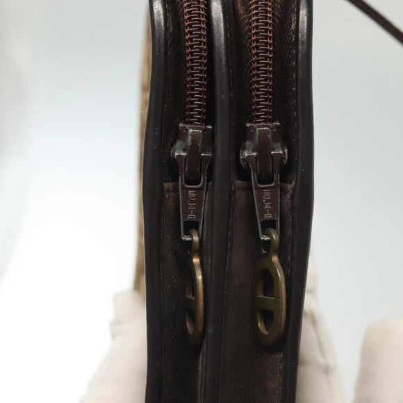 Christian Dior Trotter Canvas Shoulder Bag Brown Gold Auth ep10263