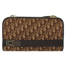 Christian Dior Trotter Canvas Shoulder Bag Brown Gold Auth ep10263-13