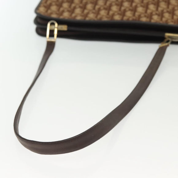 Christian Dior Trotter Canvas Shoulder Bag Brown Gold Auth ep10263