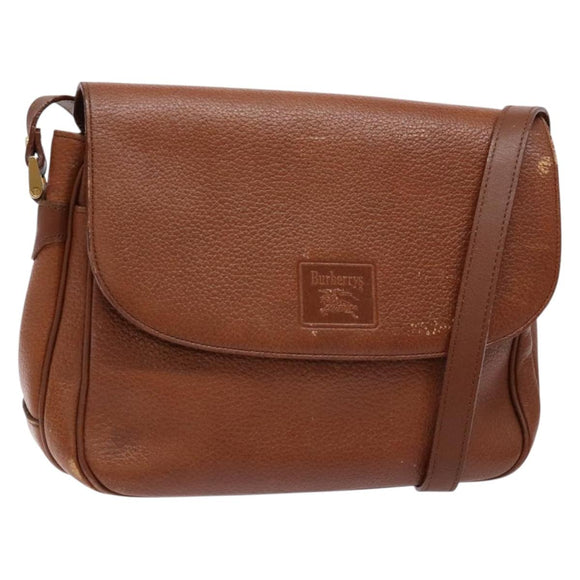 Burberrys Shoulder Bag Leather Gold Brown Auth ep10267
