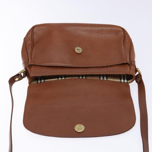 Burberrys Shoulder Bag Leather Gold Brown Auth ep10267