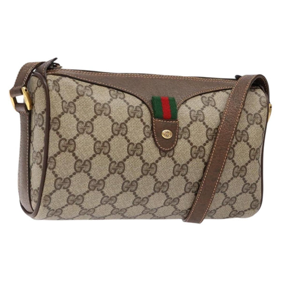 GUCCI GG Supreme Web Sherry Line Shoulder Bag PVC Beige 89 02 018 Auth ep10268