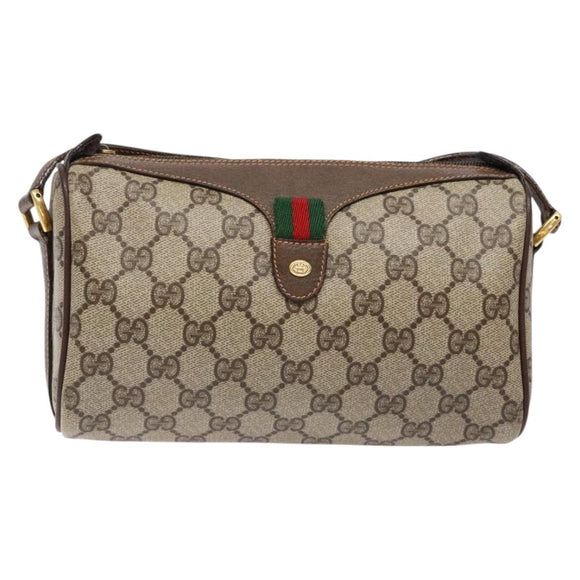 GUCCI GG Supreme Web Sherry Line Shoulder Bag PVC Beige 89 02 018 Auth ep10268