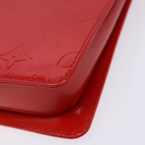 LOUIS VUITTON Monogram Vernis Motto Accessory Pouch Red M91137 LV Auth ep10275