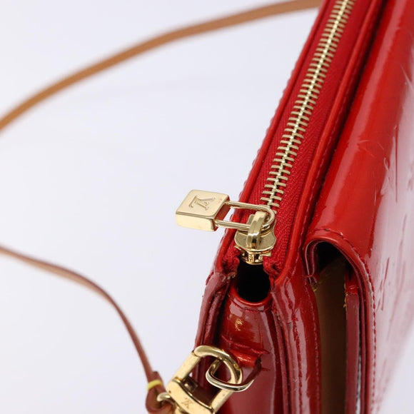 LOUIS VUITTON Monogram Vernis Motto Accessory Pouch Red M91137 LV Auth ep10275