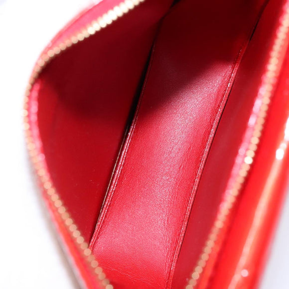 LOUIS VUITTON Monogram Vernis Motto Accessory Pouch Red M91137 LV Auth ep10275