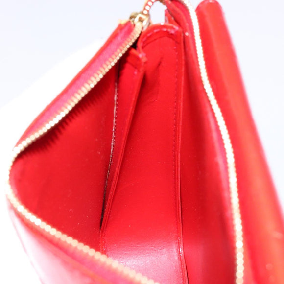 LOUIS VUITTON Monogram Vernis Motto Accessory Pouch Red M91137 LV Auth ep10275