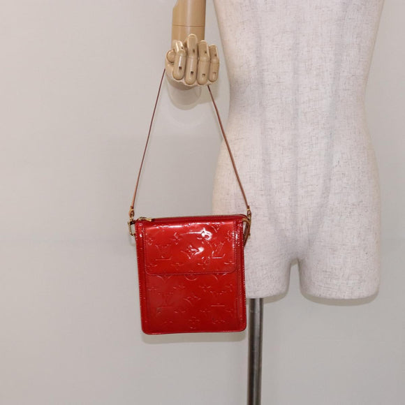 LOUIS VUITTON Monogram Vernis Motto Accessory Pouch Red M91137 LV Auth ep10275
