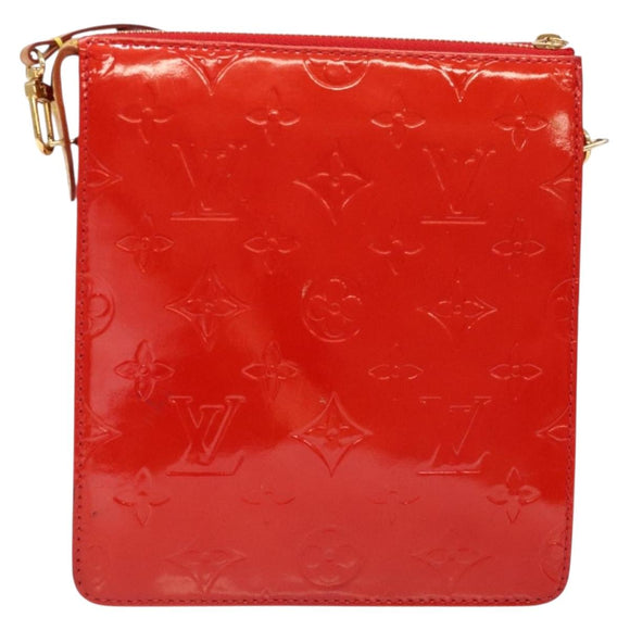 LOUIS VUITTON Monogram Vernis Motto Accessory Pouch Red M91137 LV Auth ep10275