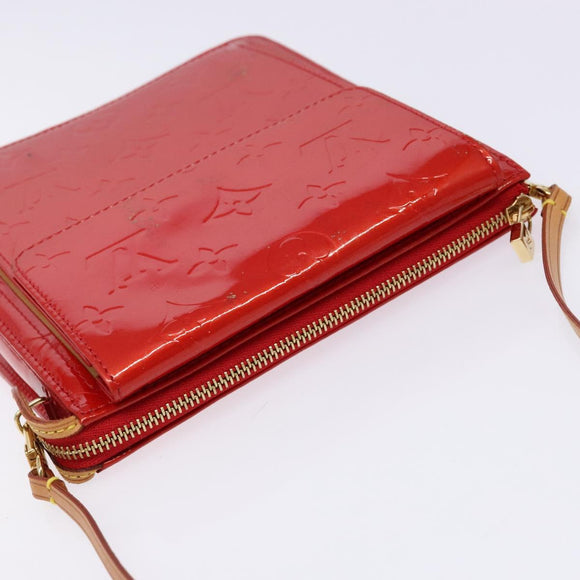 LOUIS VUITTON Monogram Vernis Motto Accessory Pouch Red M91137 LV Auth ep10275