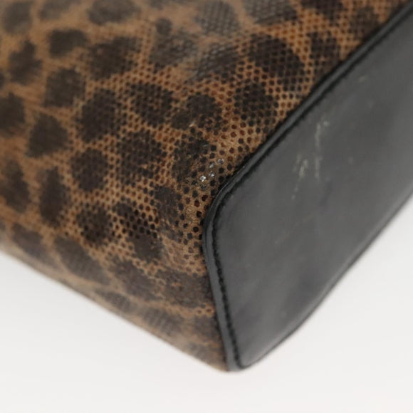 LOEWE Pouch Leather Black Gold Auth ep10276