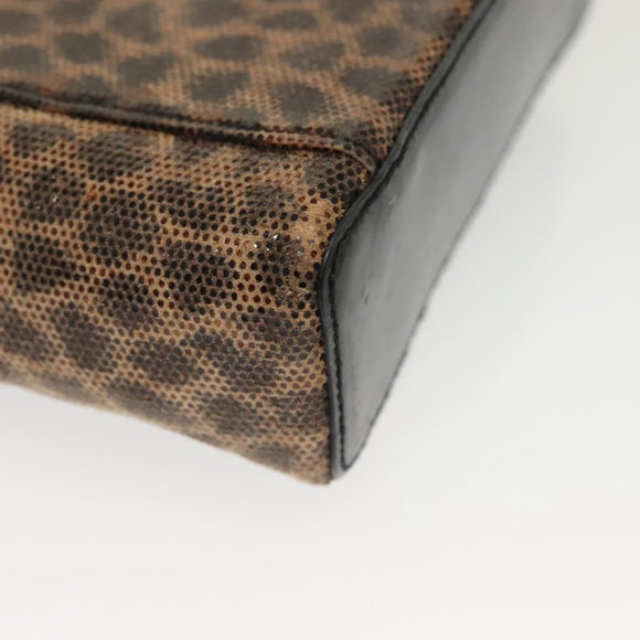 LOEWE Pouch Leather Black Gold Auth ep10276