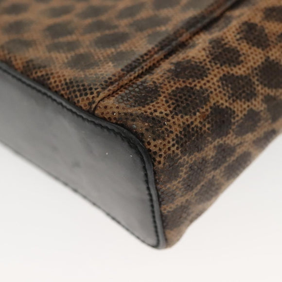 LOEWE Pouch Leather Black Gold Auth ep10276