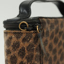 LOEWE Pouch Leather Black Gold Auth ep10276-9