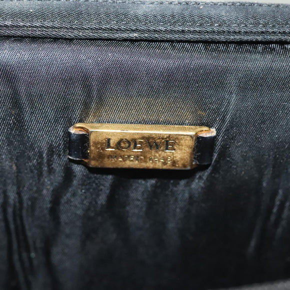 LOEWE Pouch Leather Black Gold Auth ep10276