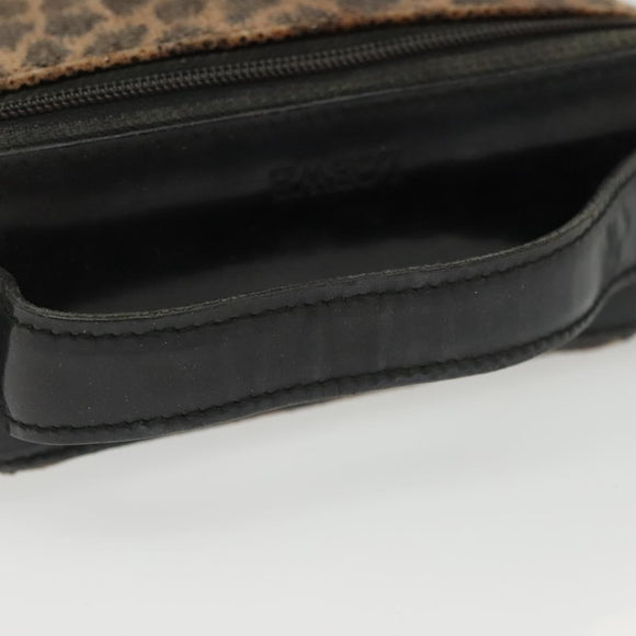 LOEWE Pouch Leather Black Gold Auth ep10276