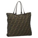 FENDI Zucca Canvas Tote Bag Black Brown Auth ep10285-1