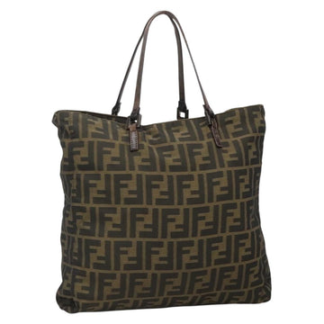 FENDI Zucca Canvas Tote Bag Black Brown Auth ep10285