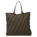 FENDI Zucca Canvas Tote Bag Black Brown Auth ep10285-13