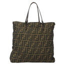 FENDI Zucca Canvas Tote Bag Black Brown Auth ep10285-2